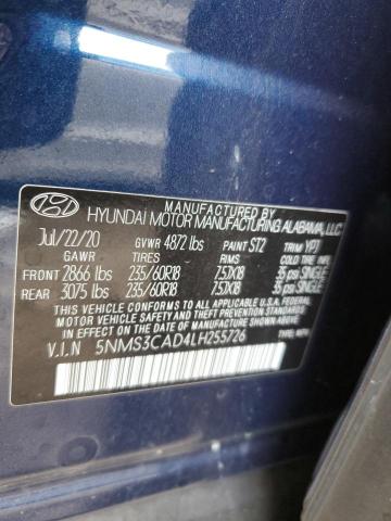 5NMS3CAD4LH255726 | 2020 HYUNDAI SANTA FE S