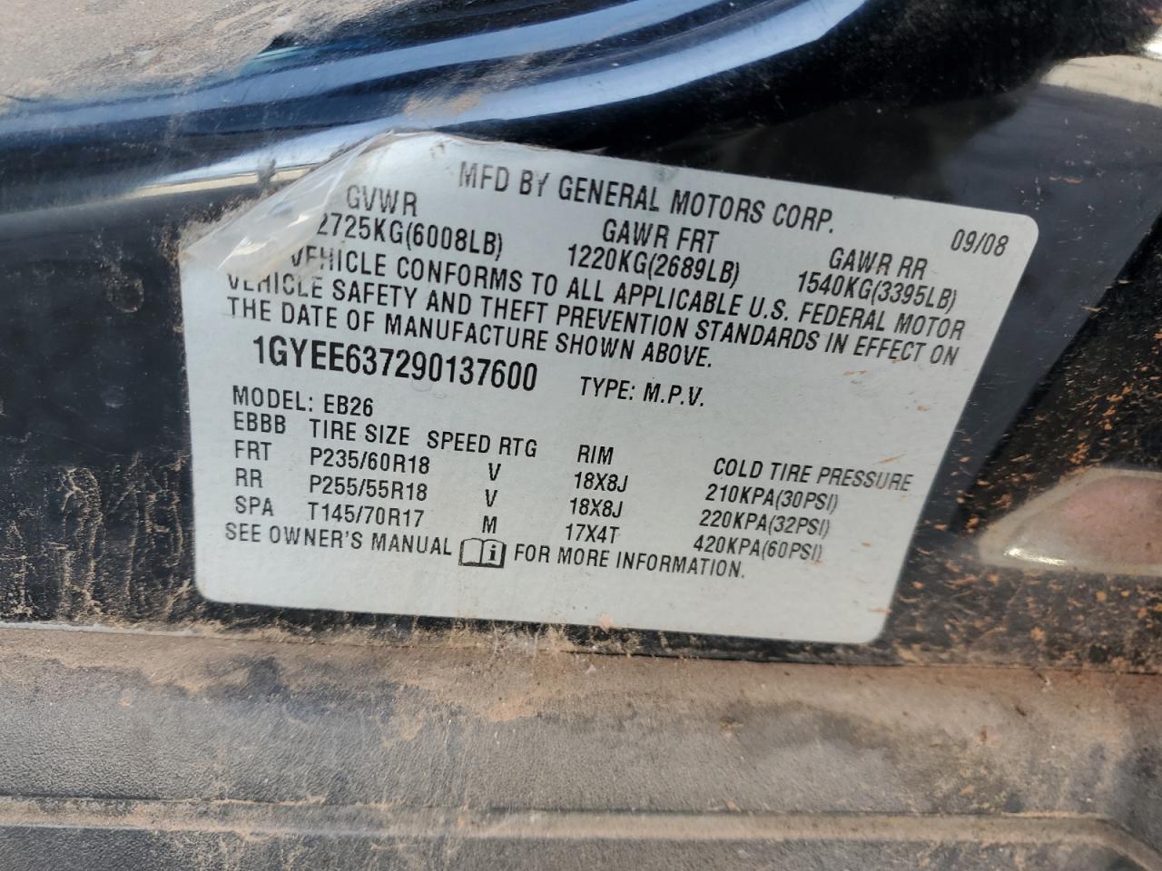 1GYEE637290137600 2009 Cadillac Srx