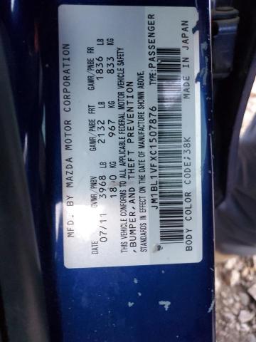 2012 Mazda 3 I VIN: JM1BL1VFXC1507876 Lot: 81314033