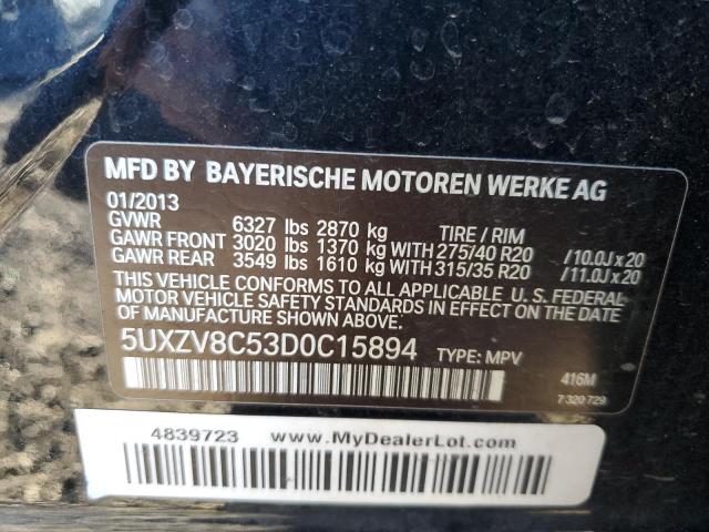 VIN 5UXZV8C53D0C15894 2013 BMW X5, Xdrive50I no.12