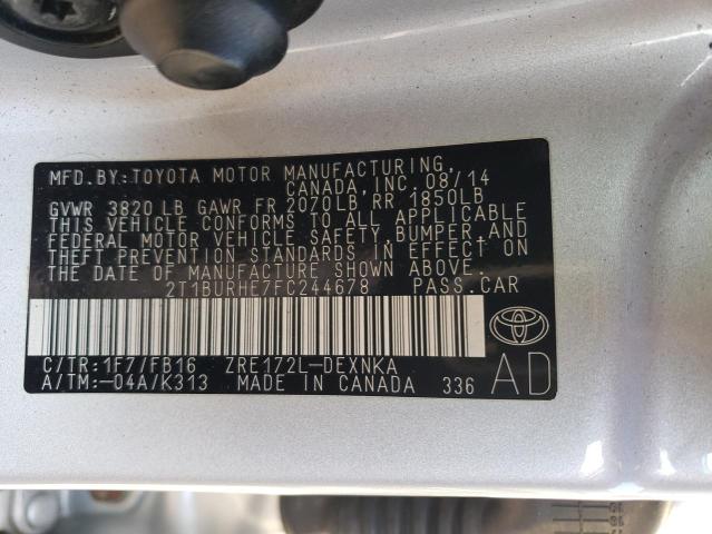 2015 TOYOTA COROLLA L - 2T1BURHE7FC244678