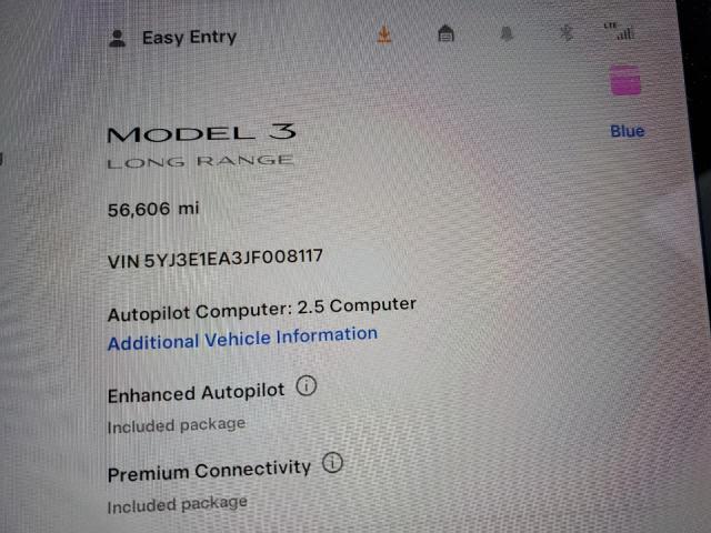 5YJ3E1EA3JF008117 | 2018 TESLA MODEL 3