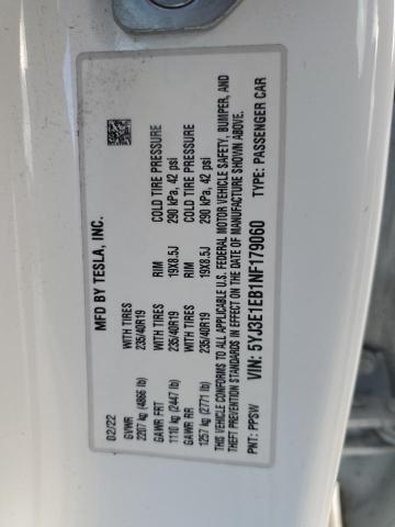 5YJ3E1EB1NF179060 | 2022 TESLA MODEL 3