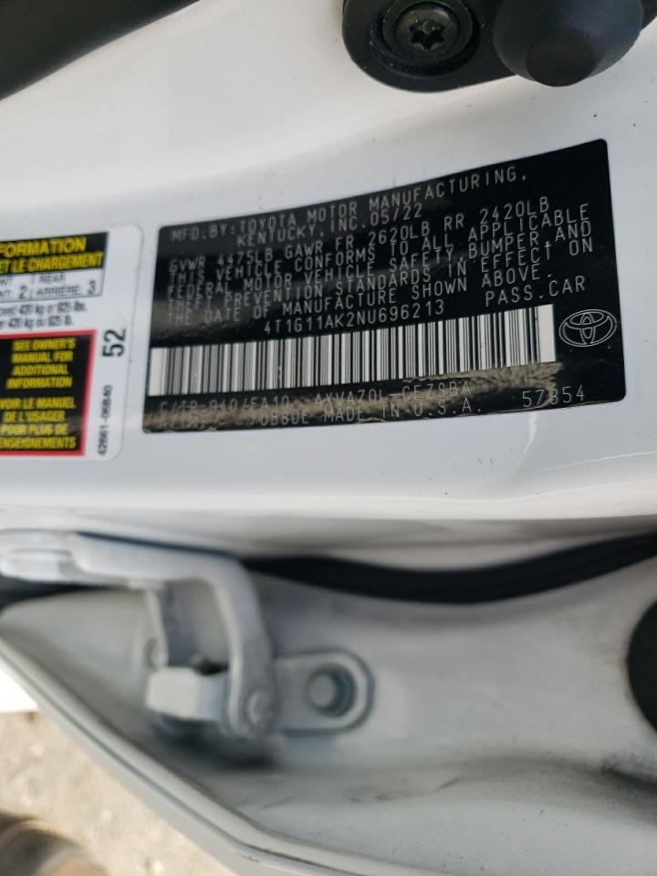 4T1G11AK2NU696213 2022 Toyota Camry Se