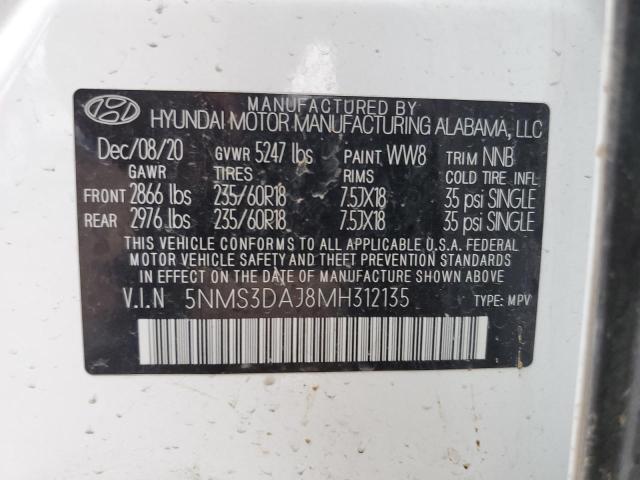 VIN 5NMS3DAJ8MH312135 2021 HYUNDAI SANTA FE no.13