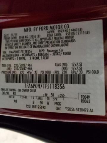 2015 FORD FUSION 4D 1FA6P0H71F5118356