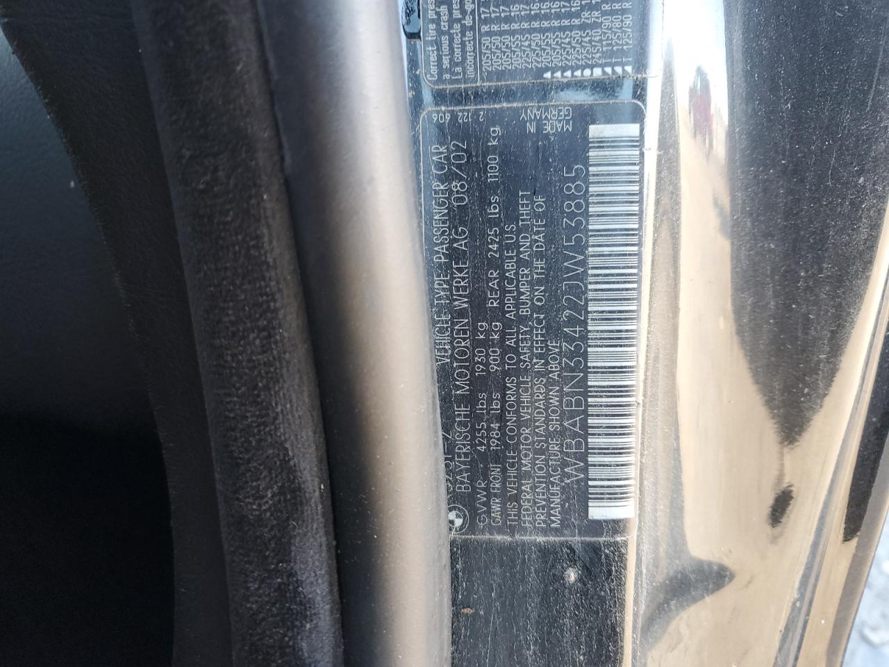 wbabn33422jw53885 WBABN33422JW53885 2002 BMW 325 Ci