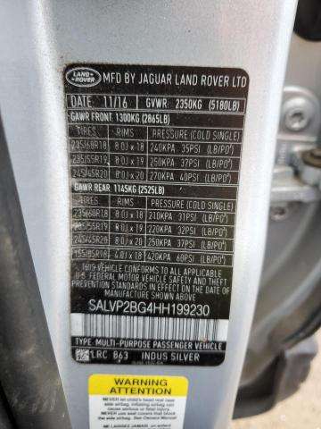 SALVP2BG4HH199230 | 2017 LAND ROVER RANGE ROVE