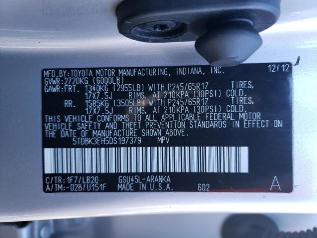 VIN 5TDBK3EH5DS197379 2013 Toyota Highlander, Base no.13