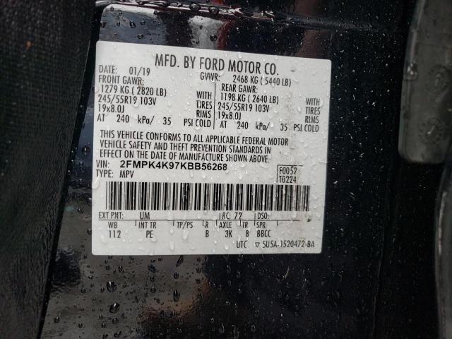 2FMPK4K97KBB56268 2019 FORD EDGE, photo no. 13