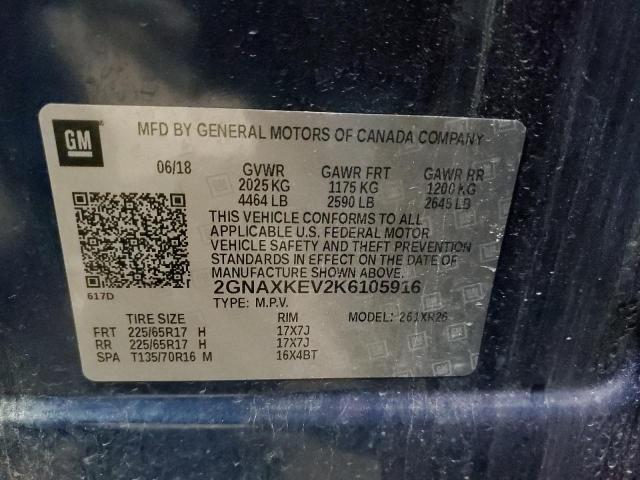 2GNAXKEV2K6105916 | 2019 Chevrolet equinox lt