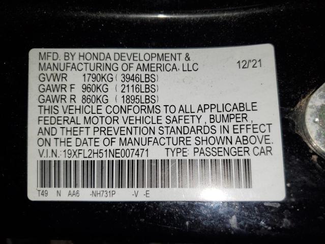 19XFL2H51NE007471 | 2022 HONDA CIVIC LX