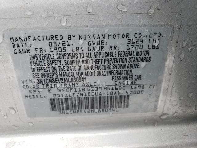 3N1CN8EV2ML880941 | 2021 NISSAN VERSA SV