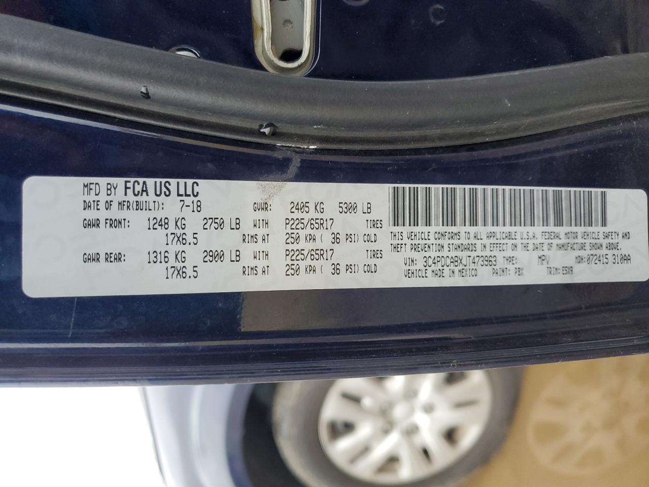 3C4PDCABXJT473963 2018 Dodge Journey Se