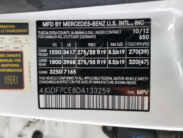 VIN 4JGDF7CE8DA133259 2013 Mercedes-Benz GL-Class, ... no.14