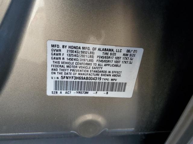 5FNYF3H69AB004319 | 2010 Honda pilot exl