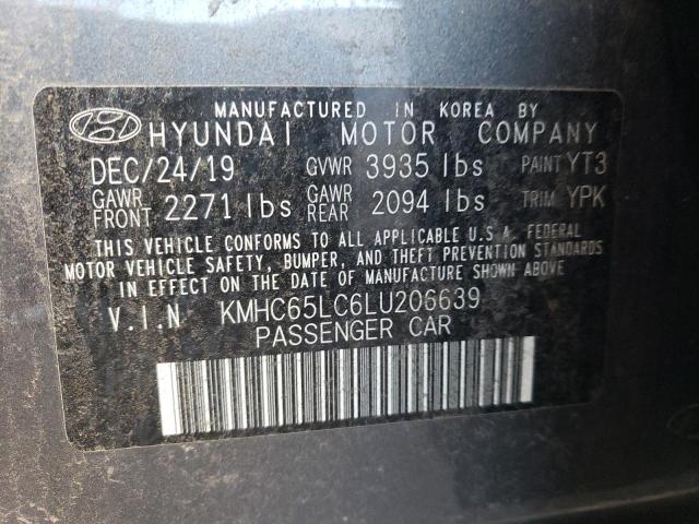 2020 HYUNDAI IONIQ BLUE - KMHC65LC6LU206639