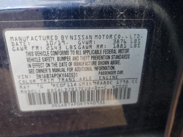 3N1AB7AP0KY440931 | 2019 NISSAN SENTRA S