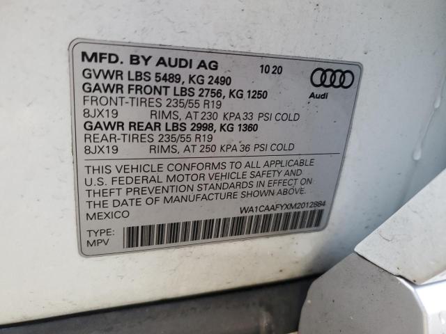 WA1CAAFYXM2012884 2021 AUDI Q5, photo no. 12