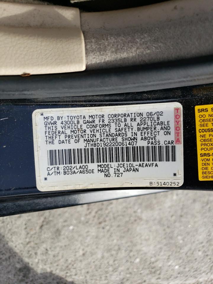 JTHBD192220061407 2002 Lexus Is 300