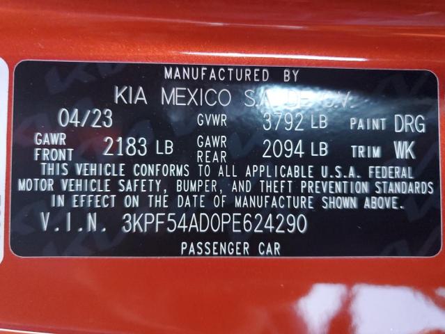 3KPF54AD0PE624290 | 2023 KIA forte gt line