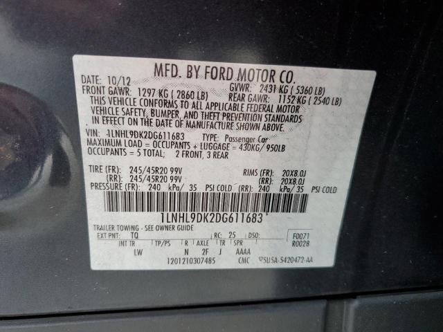 2013 Lincoln Mks VIN: 1LNHL9DK2DG611683 Lot: 78760333