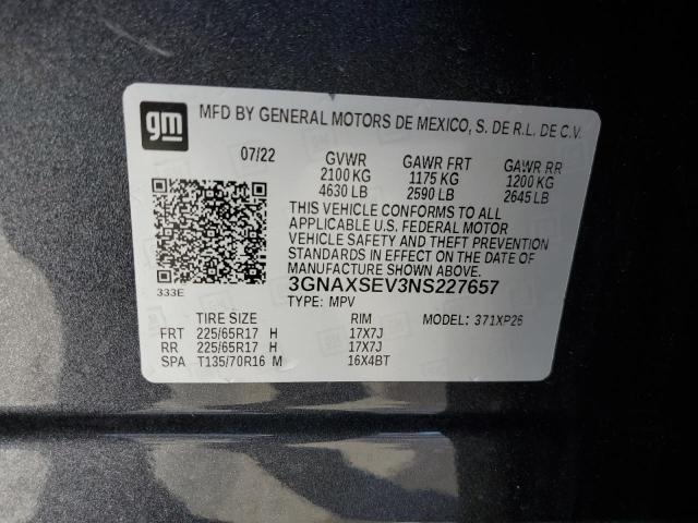 3GNAXSEV3NS227657 | 2022 CHEVROLET EQUINOX LS