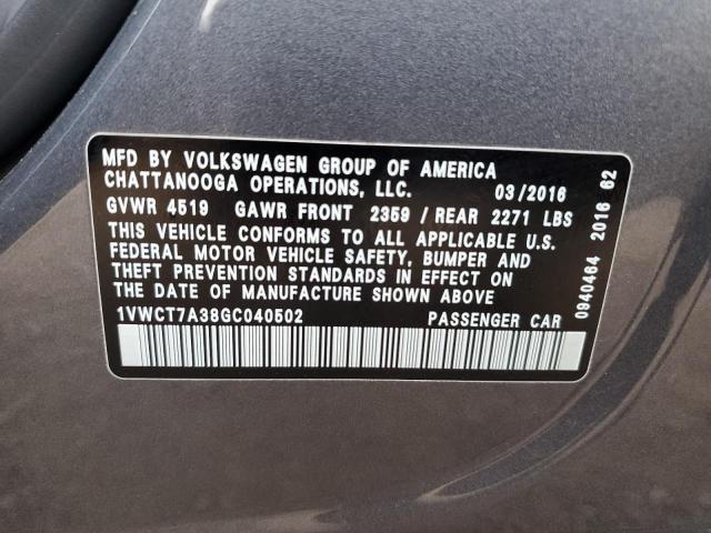 2016 VOLKSWAGEN PASSAT SEL - 1VWCT7A38GC040502