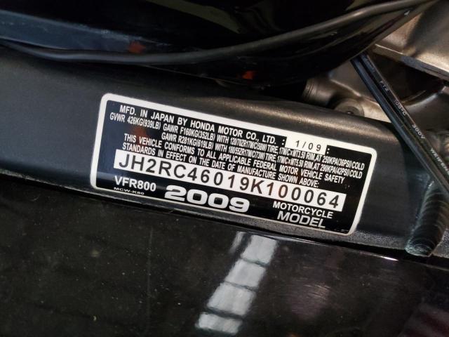 2009 HONDA VFR800 JH2RC46019K100064