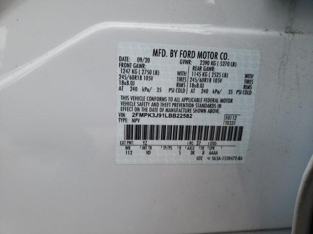 2FMPK3J91LBB22582 2020 FORD EDGE, photo no. 12