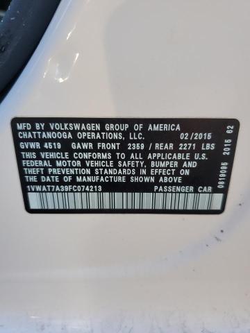 1VWAT7A39FC074213 | 2015 Volkswagen passat s