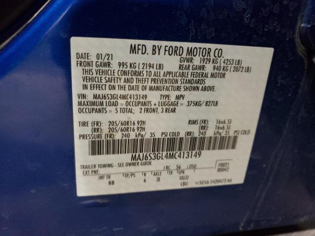 MAJ6S3GL4MC413149 | 2021 FORD ECOSPORT S