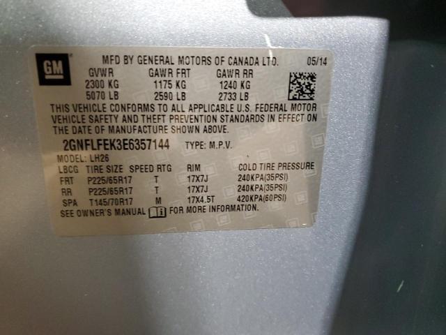 2GNFLFEK3E6357144 | 2014 Chevrolet equinox lt