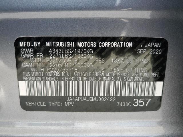 JA4APUAU9MU002492 | 2021 MITSUBISHI OUTLANDER