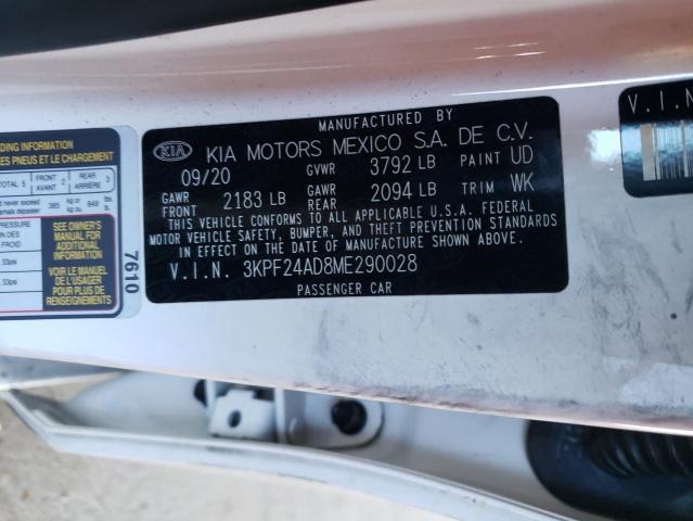 3KPF24AD8ME290028 | 2021 KIA FORTE FE