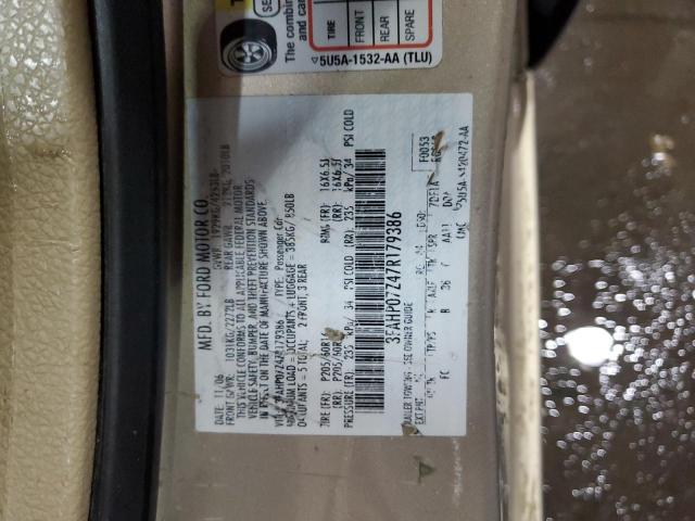 3FAHP07Z47R179386 | 2007 Ford fusion se