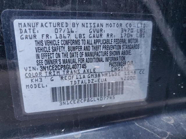 3N1CE2CP8GL407745 | 2016 NISSAN VERSA NOTE