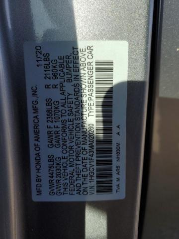 1HGCV1F43MA020260 | 2021 HONDA ACCORD SPO