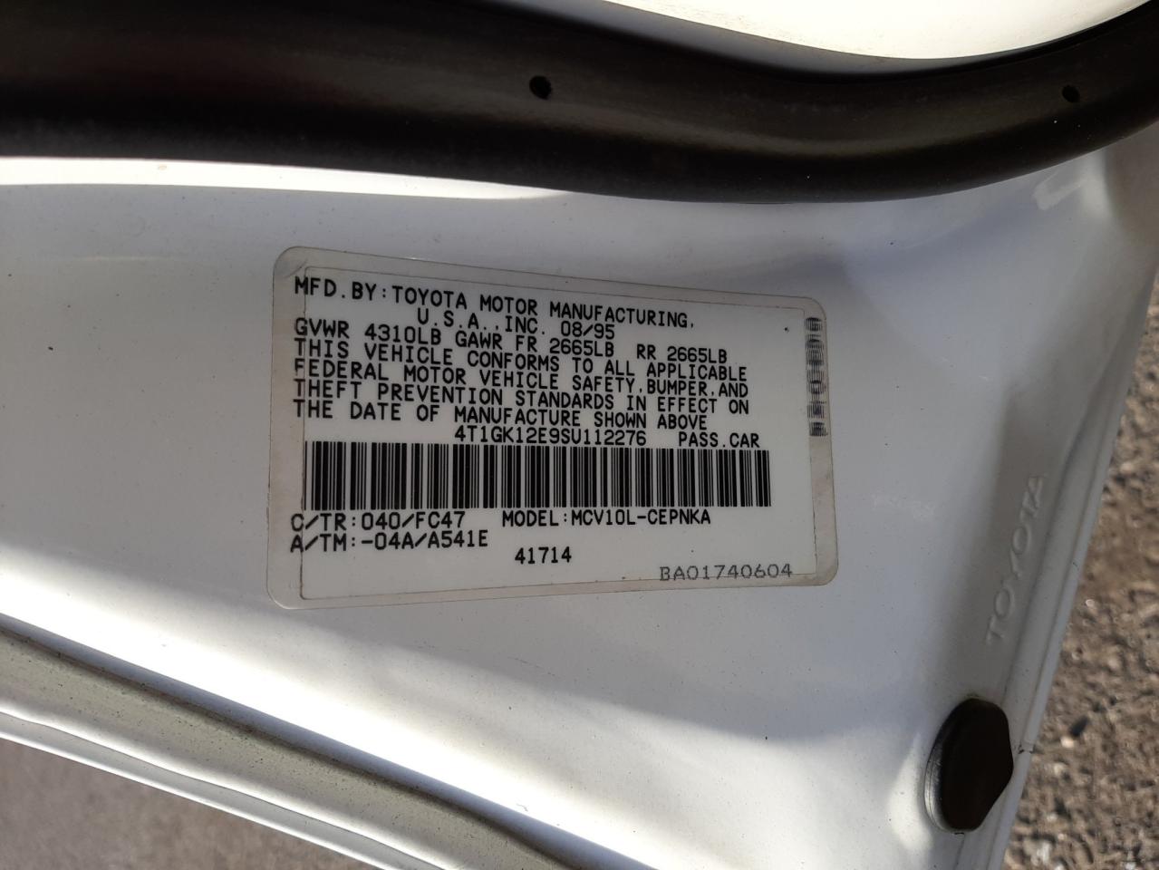 4T1GK12E9SU112276 1995 Toyota Camry Le