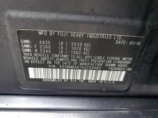 4S3BMBA67A3233482 | 2010 Subaru legacy 2.5i