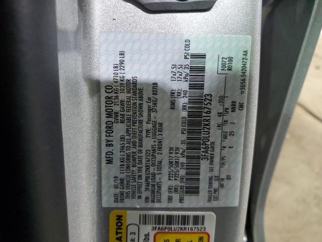 3FA6P0LU2KR167523 2019 FORD FUSION - Image 12