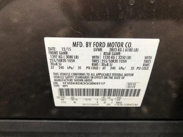 1FM5K8D83GGB69117 | 2016 FORD EXPLORER X