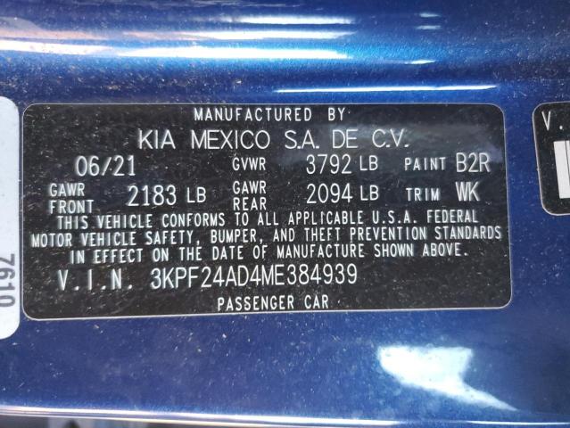 3KPF24AD4ME384939 | 2021 KIA FORTE FE