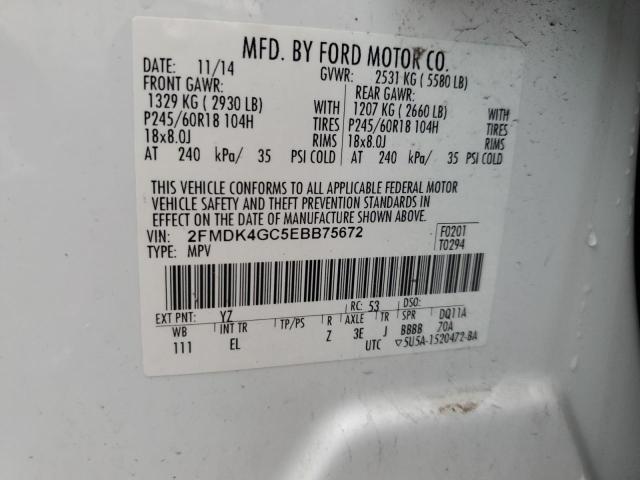 2FMDK4GC5EBB75672 | 2014 FORD EDGE SE