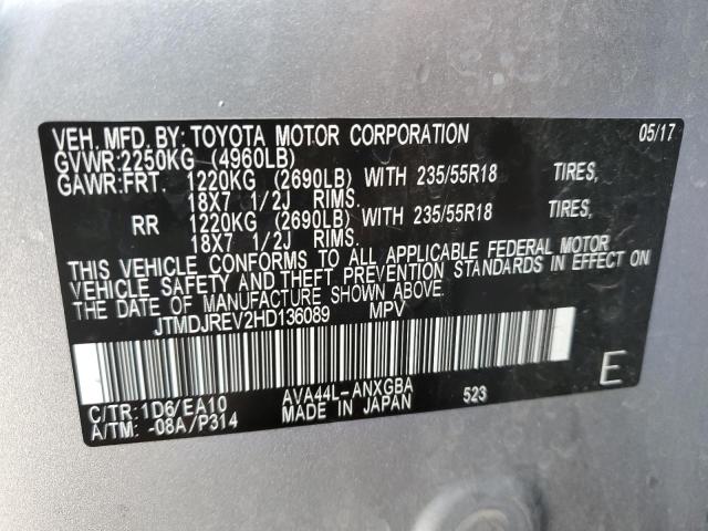 JTMDJREV2HD136089 | 2017 TOYOTA RAV4 HV LI