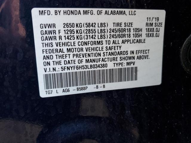 5FNYF6H53LB034380 | 2020 HONDA PILOT EXL