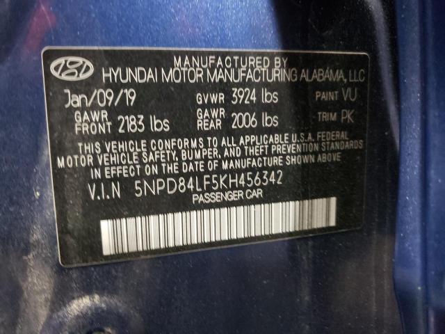 5NPD84LF5KH456342 | 2019 HYUNDAI ELANTRA SE