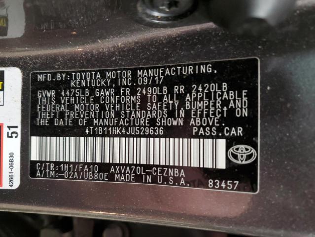 2018 TOYOTA CAMRY L - 4T1B11HK4JU529636