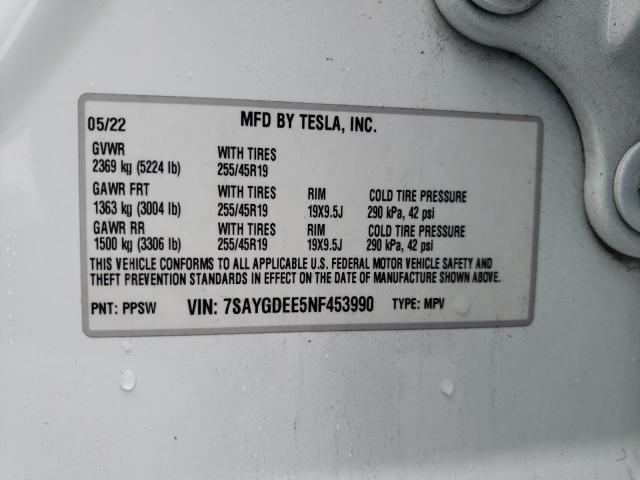 2022 TESLA MODEL Y - 7SAYGDEE5NF453990