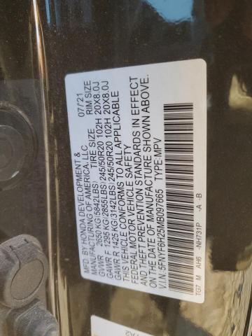 2021 HONDA PILOT SE 5FNYF6H25MB097665